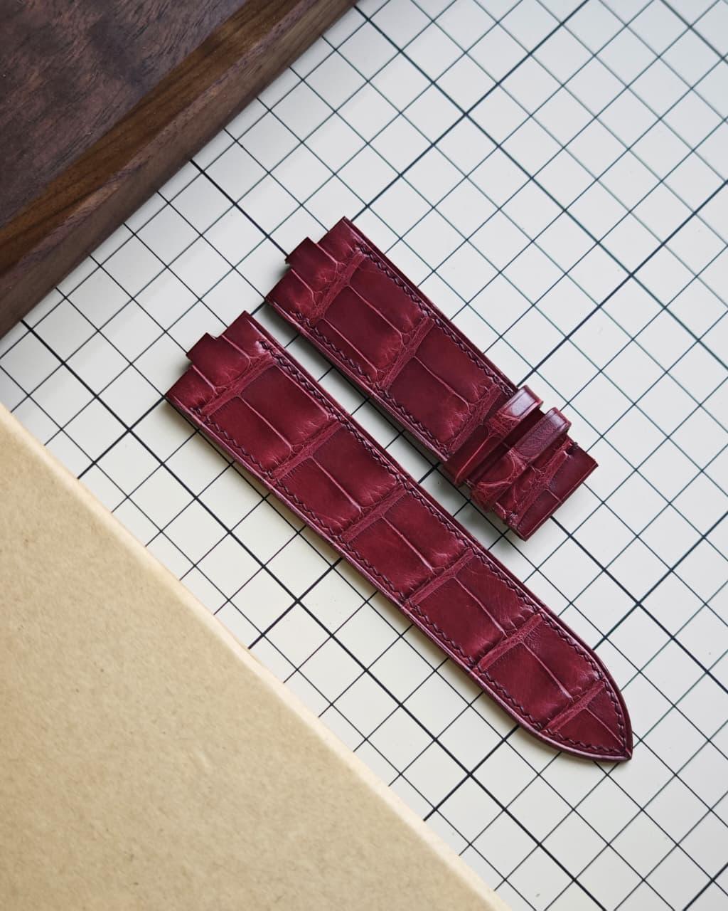 Plum Velvet handcrafted alligator watch strap