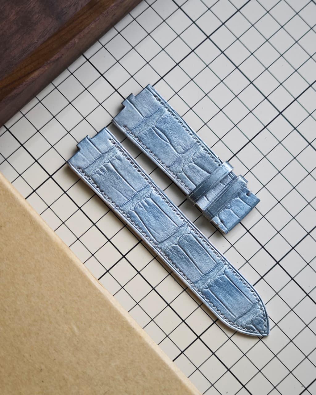 Nebula Blue handcrafted alligator watch strap