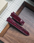 Merlot Gloss handcrafted alligator watch strap
