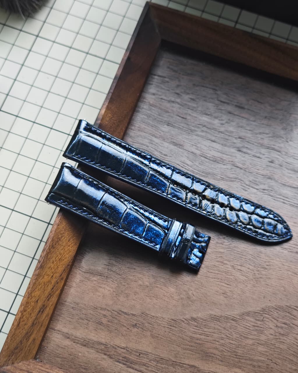 Midnight Navy handcrafted alligator watch strap