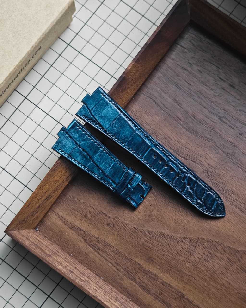 Pacific Teal handcrafted alligator watch strap