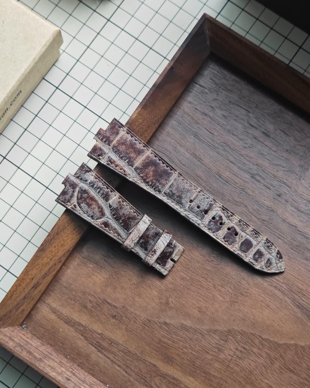 Smoked Taupe handcrafted alligator watch strap