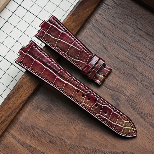 Burgundy Ombre alligator strap