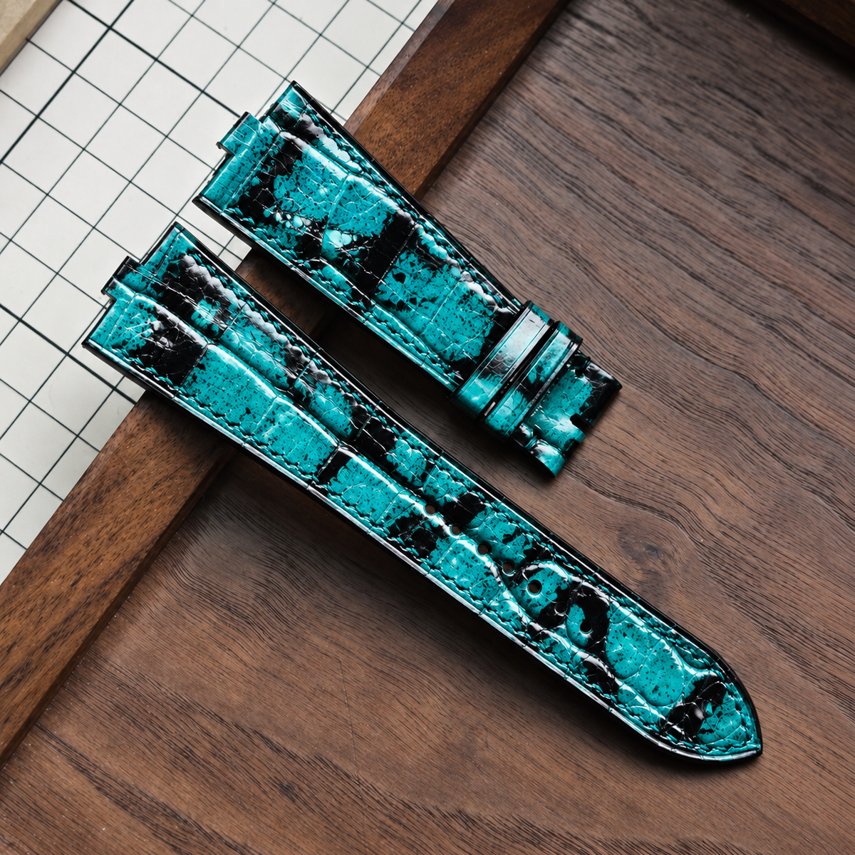 Turquoise Marble alligator strap